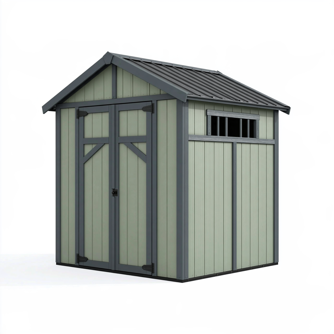 Abri de jardin 180 x 120 x 190 cm en métal vert gris avec double porte