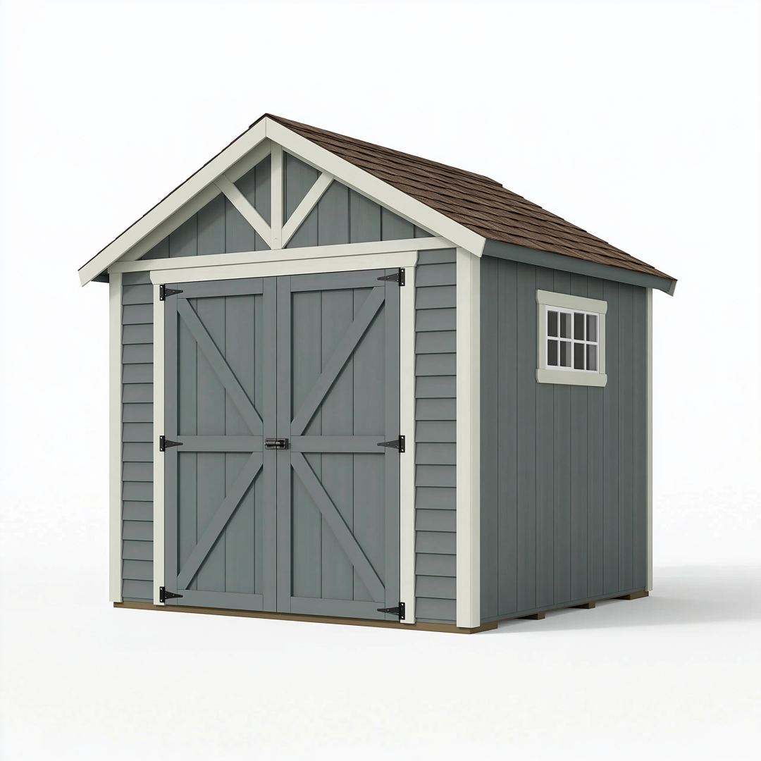 Abri de jardin 240 x 180 x 230 cm en bois gris avec toit à deux pans