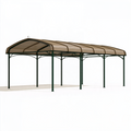 Abri voiture 600 x 300 x 270 cm en acier vert et panneaux polycarbonate incurvés