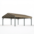 Abri voiture 600 x 300 x 270 cm en acier taupe et anthracite à toit incliné