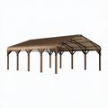 Carport 600 x 300 x 280 cm en acier brun avec toiture translucide pour extérieur