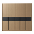 Armoire 200 x 60 x 200 cm en panneaux de bois chêne clair noir à 4 portes style contemporain