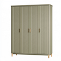 Armoire 160 x 55 x 200 cm en panneaux de bois vert olive à 4 portes style contemporain