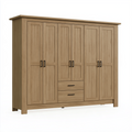 Armoire 200 x 60 x 200 cm décor chêne à 6 portes et 2 tiroirs style contemporain