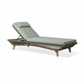 Chaise longue de jardin 200 cm en résine tressée gris vert avec dossier réglable