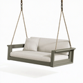 Balancelle de jardin 140 cm en métal gris olive et textile beige - 2 places suspendue