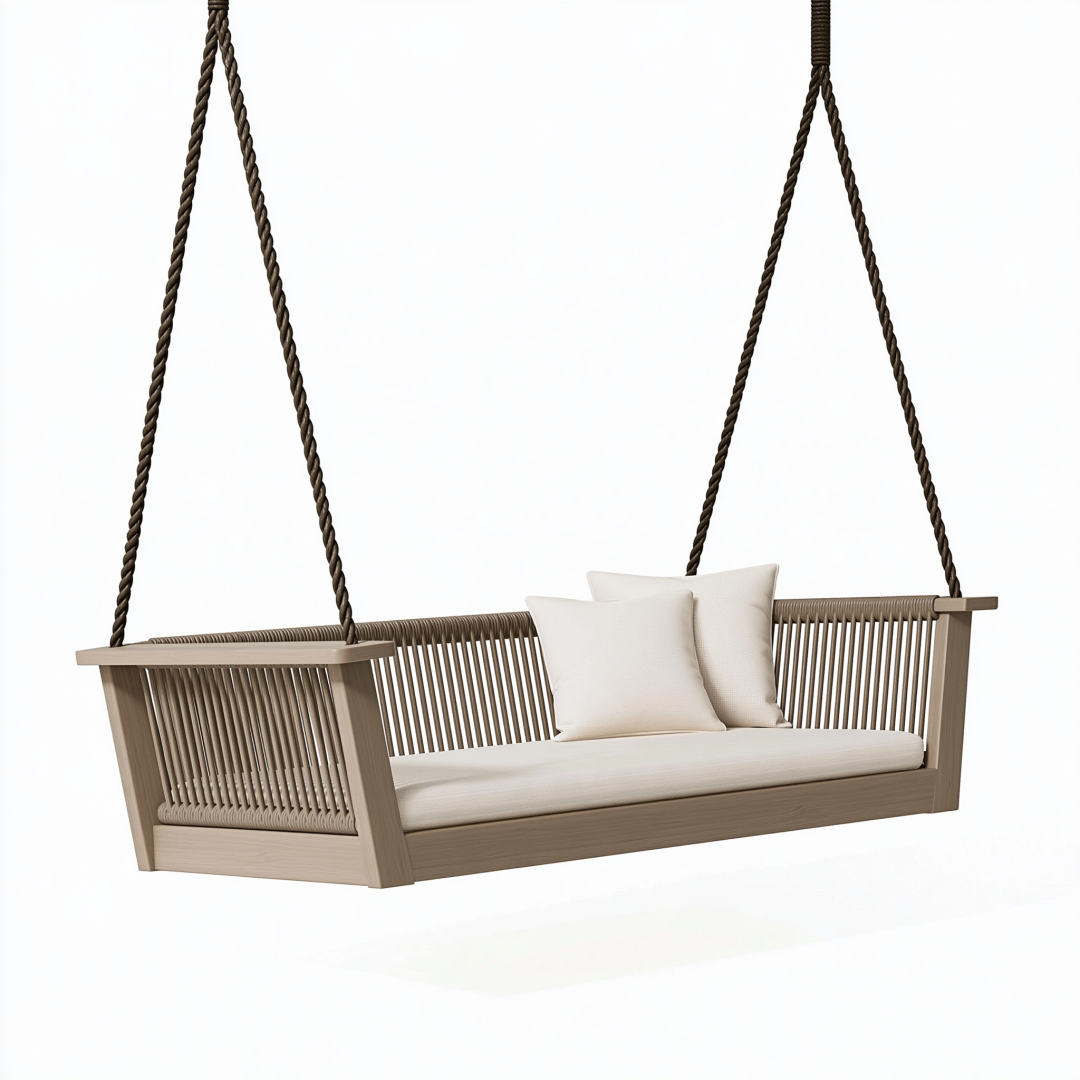 Balancelle suspendue 180 x 75 x 65 cm en bois marron pour extérieur style contemporain