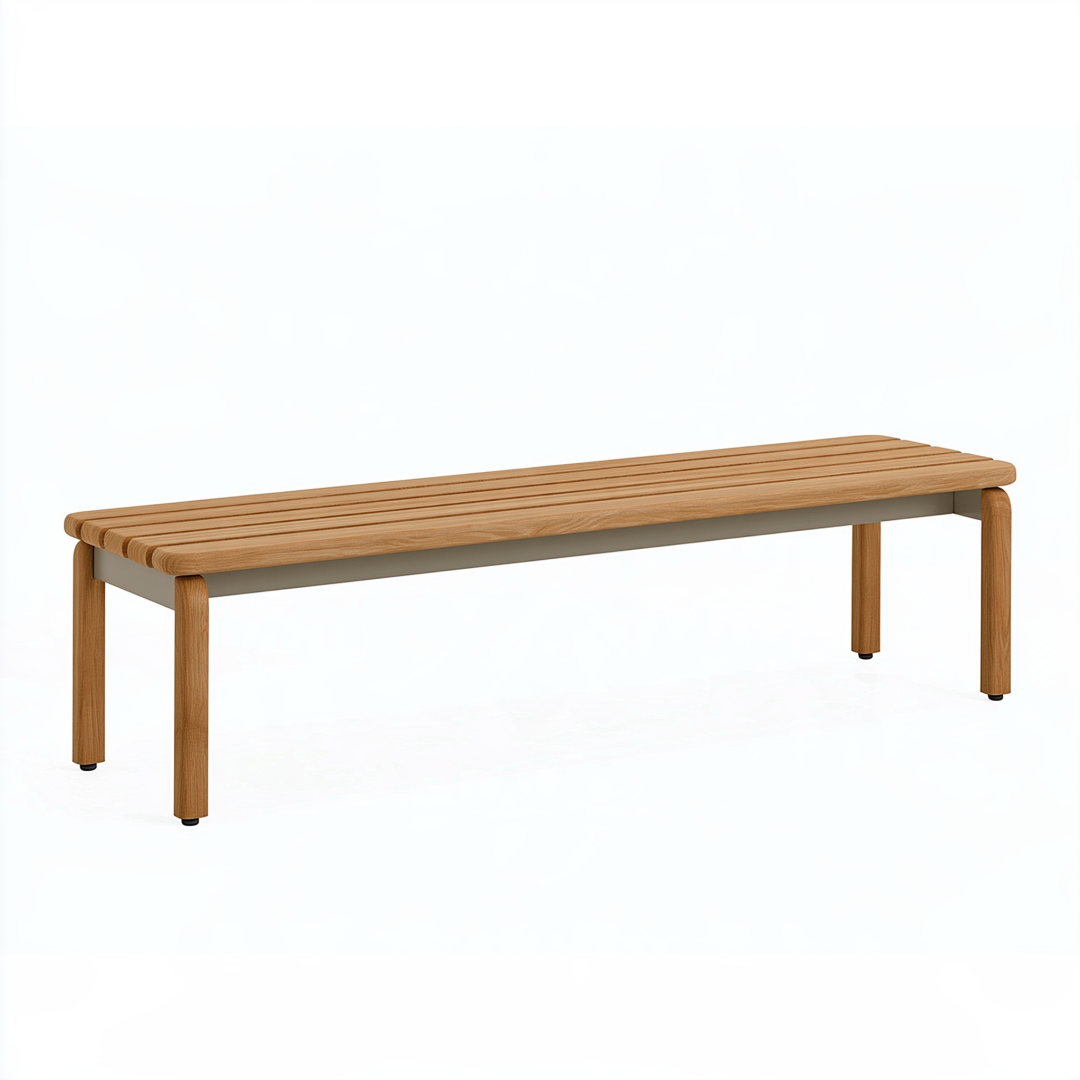 Banc 180 x 45 x 45 cm en bois naturel et métal brun à lattes style contemporain